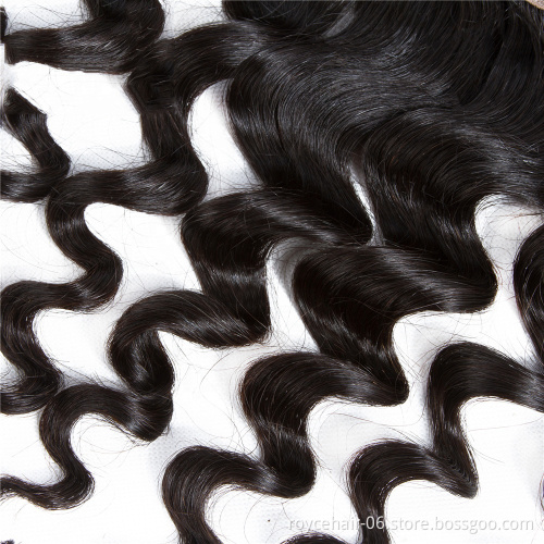 High Quality Illusion Loose Deep Ear To Ear  13*4 Cuticle Aligned Hair Lace Frontal Closure And Bundles